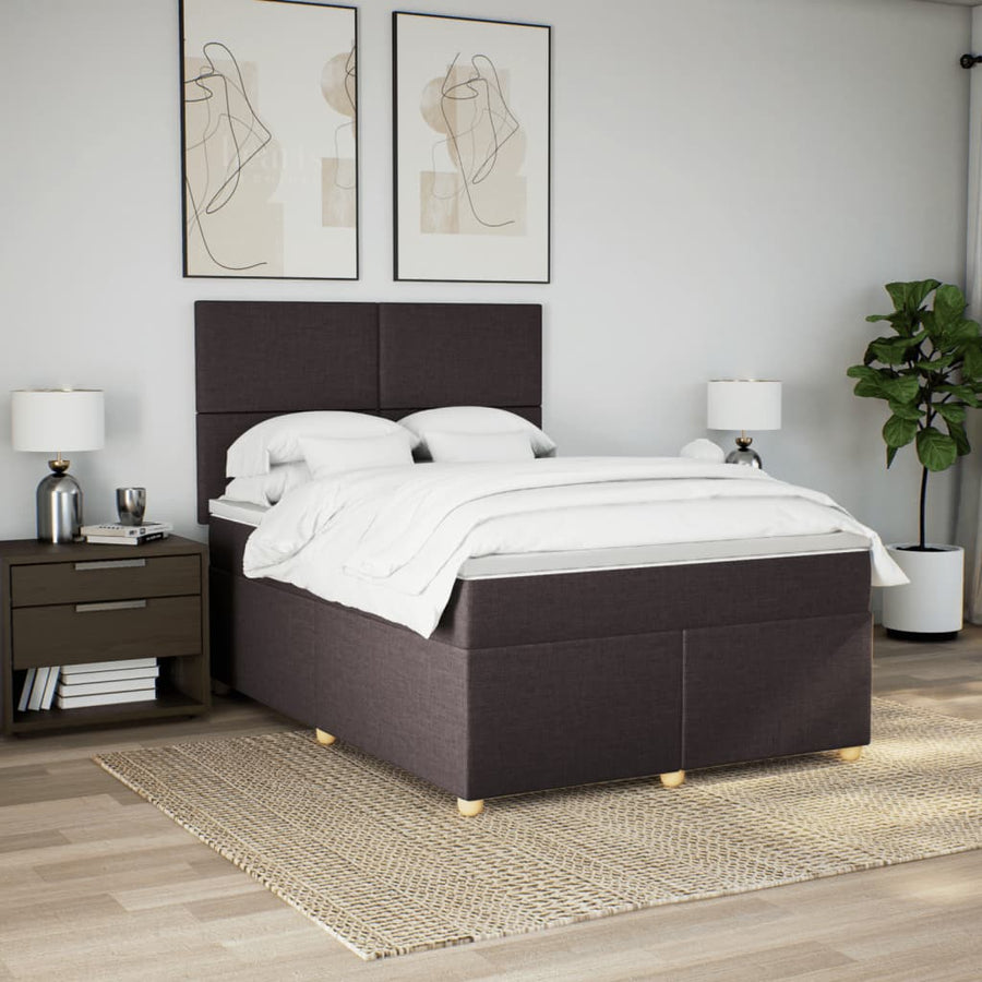 Boxspring met matras stof donkerbruin 160x200 cm