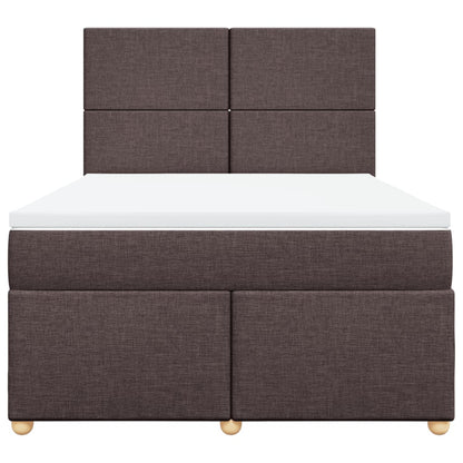 Boxspring met matras stof donkerbruin 160x200 cm
