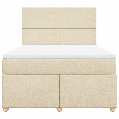 Boxspring met matras stof crèmekleurig 160x200 cm