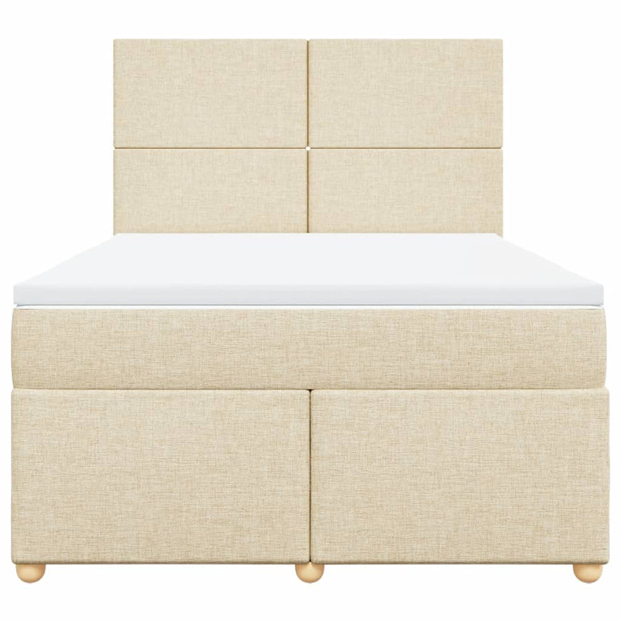 Boxspring met matras stof crèmekleurig 160x200 cm