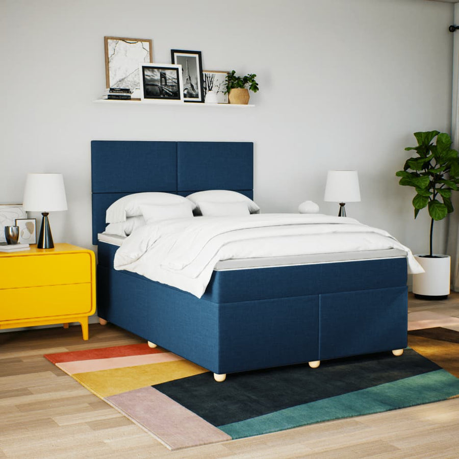 Boxspring met matras stof blauw 160x200 cm