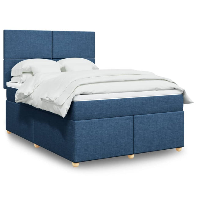 Boxspring met matras stof blauw 160x200 cm