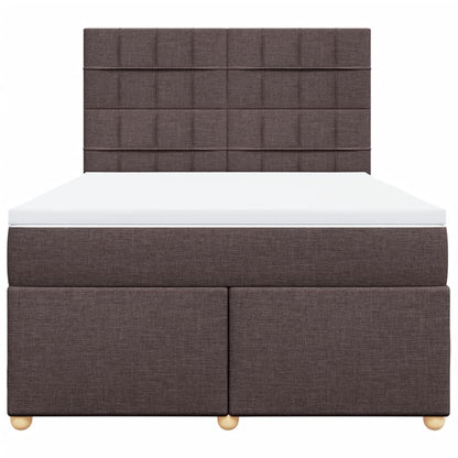 Boxspring met matras stof donkerbruin 160x200 cm