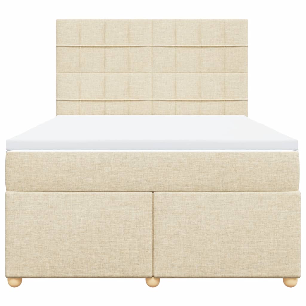 Boxspring met matras stof crèmekleurig 160x200 cm