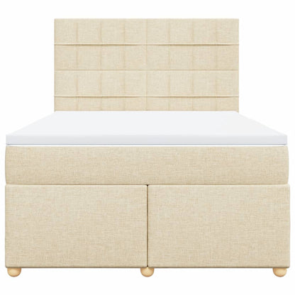 Boxspring met matras stof crèmekleurig 160x200 cm