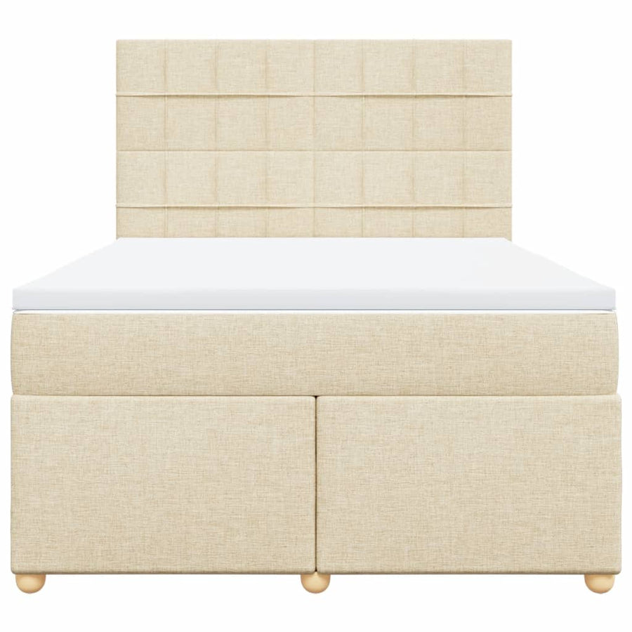 Boxspring met matras stof crèmekleurig 160x200 cm
