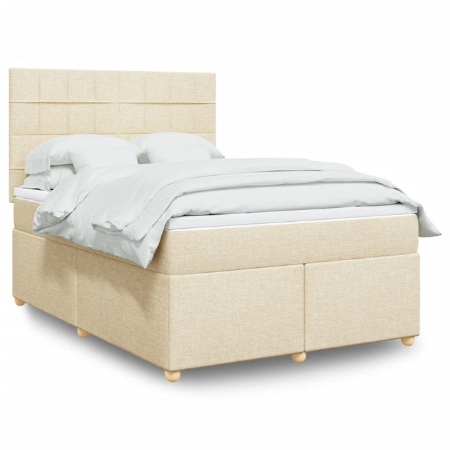 Boxspring met matras stof crèmekleurig 160x200 cm