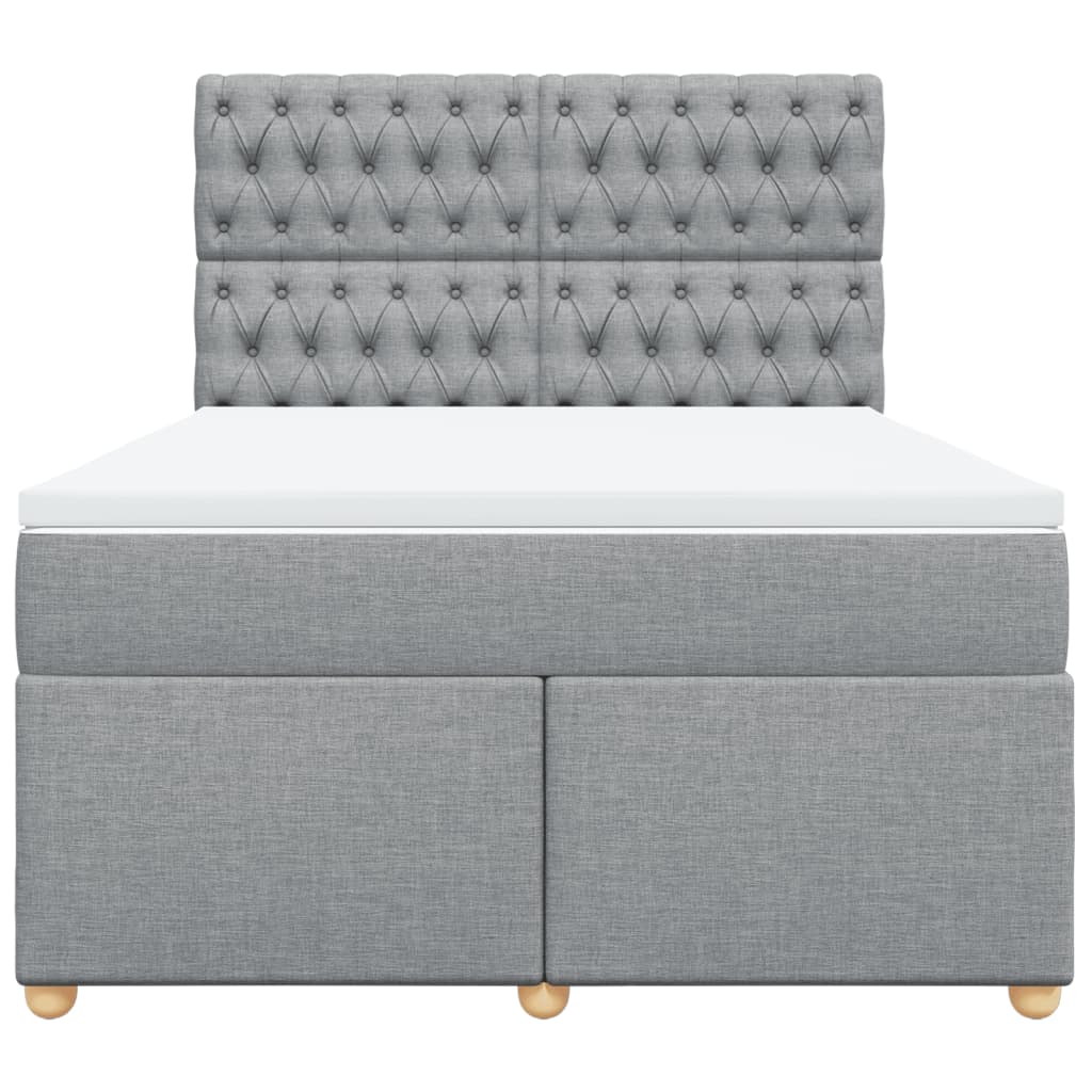 Boxspring met matras stof lichtgrijs 160x200 cm