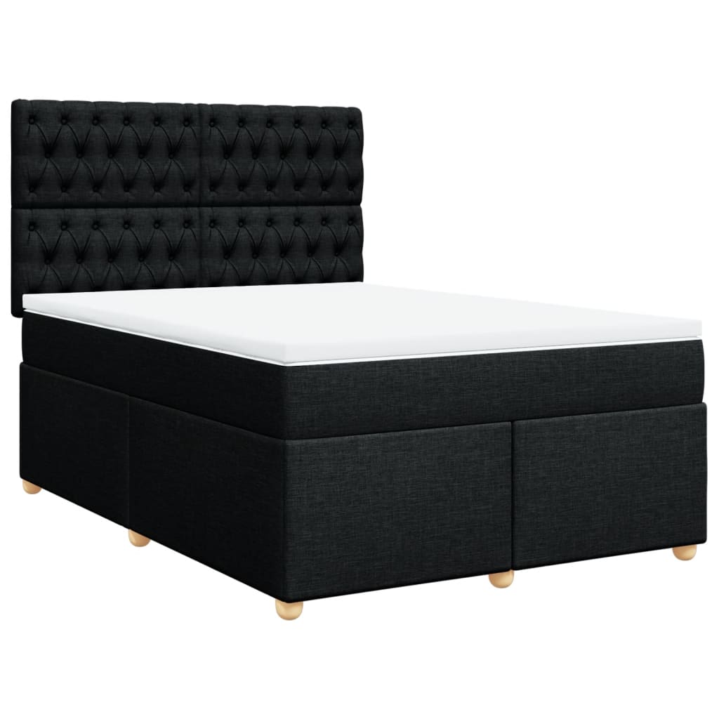 Boxspring met matras stof zwart 160x200 cm