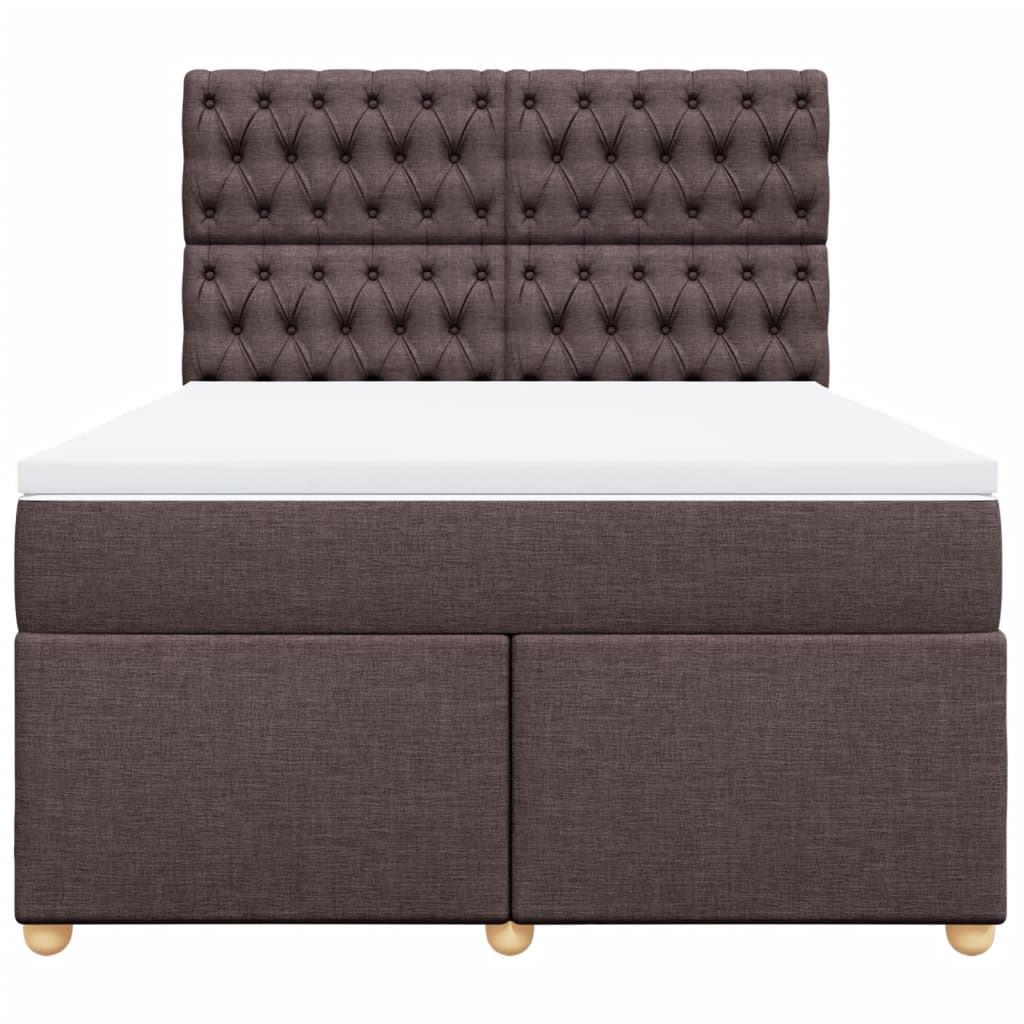 Boxspring met matras stof donkerbruin 160x200 cm