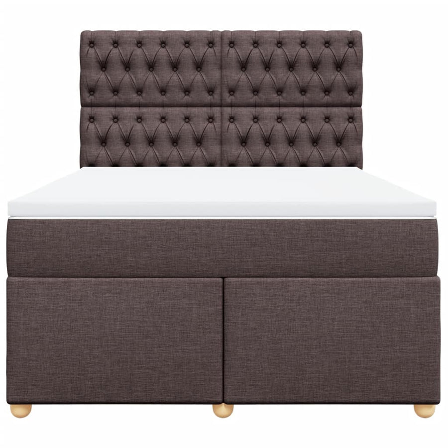 Boxspring met matras stof donkerbruin 160x200 cm