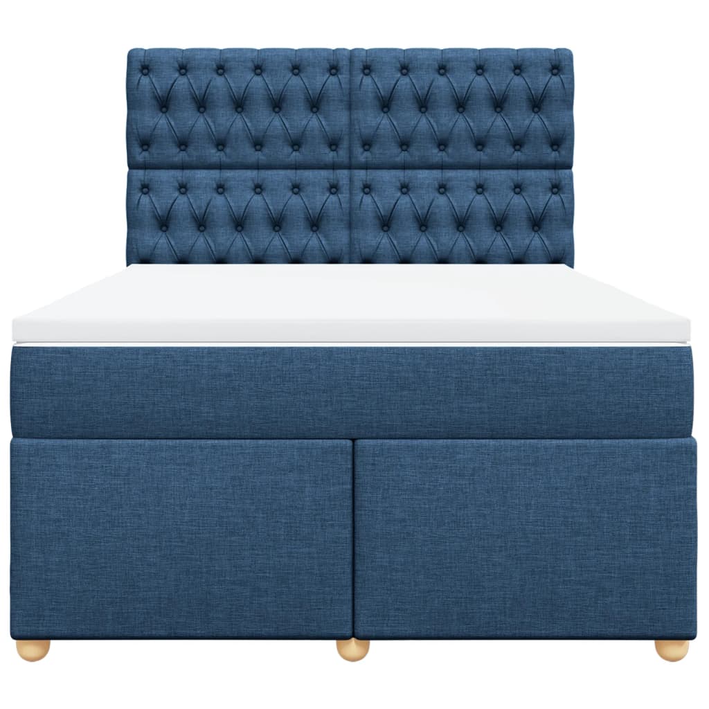 Boxspring met matras stof blauw 160x200 cm