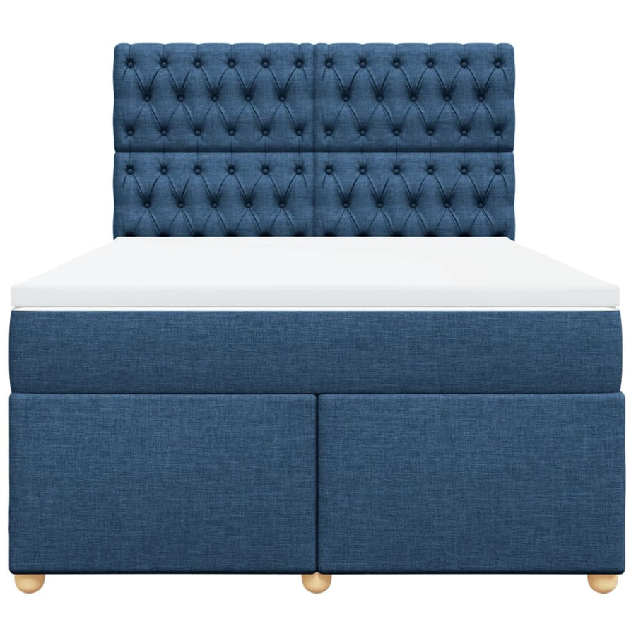Boxspring met matras stof blauw 160x200 cm