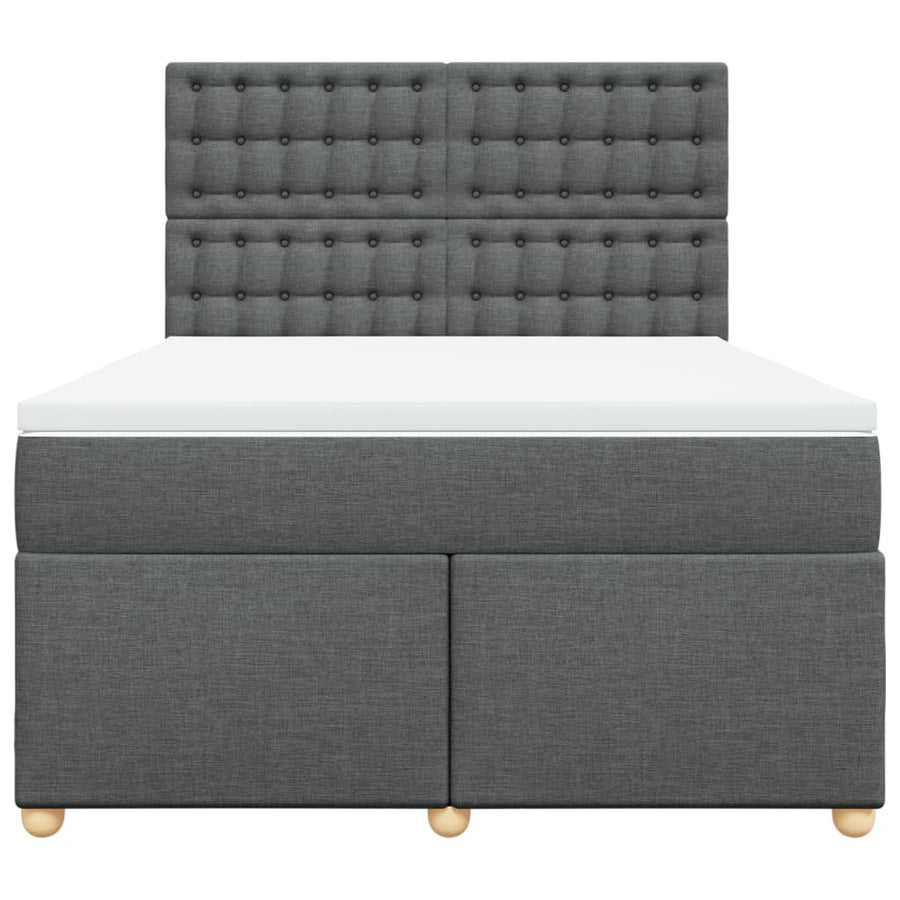Boxspring met matras stof donkergrijs 160x200 cm
