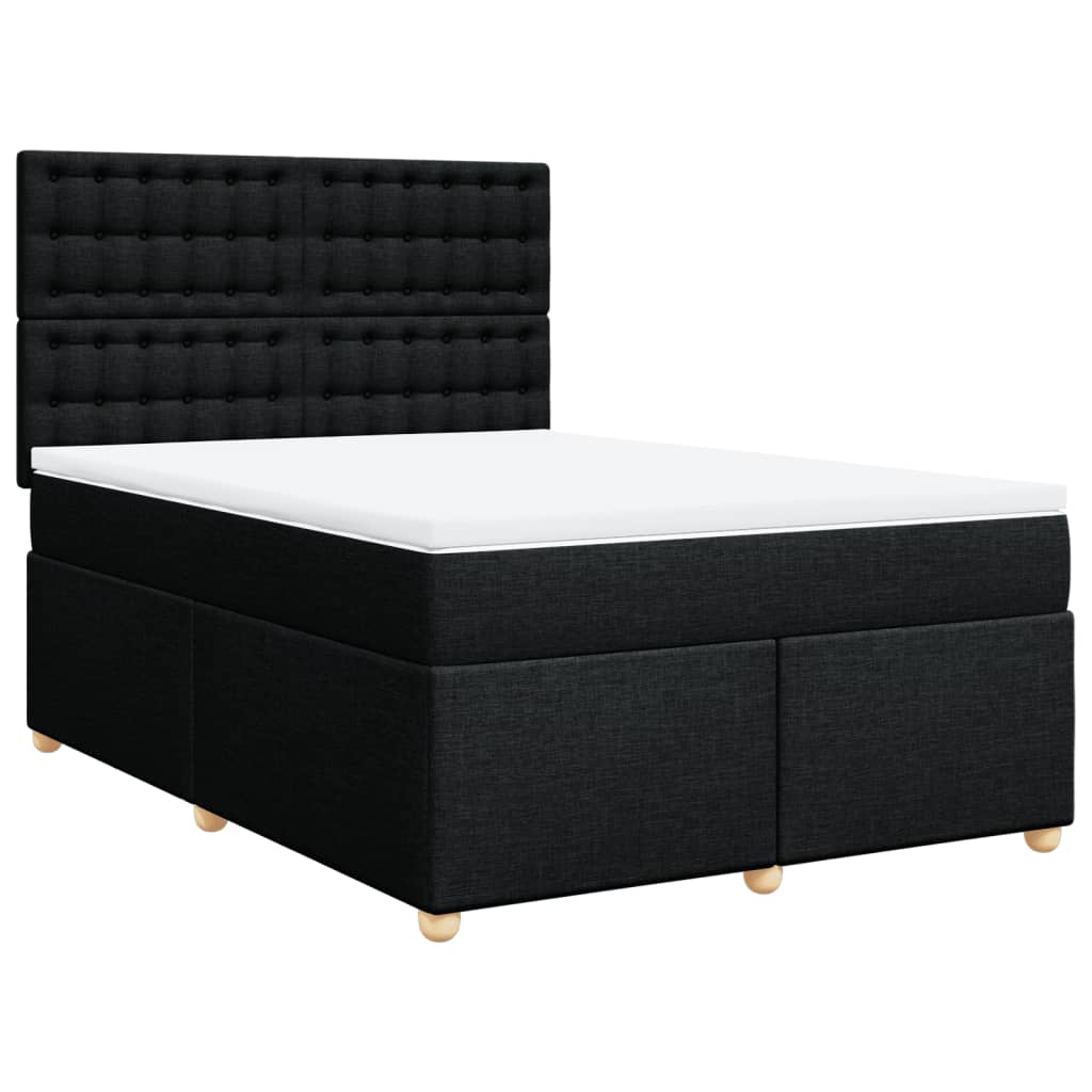 Boxspring met matras stof zwart 160x200 cm