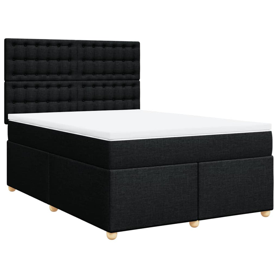 Boxspring met matras stof zwart 160x200 cm