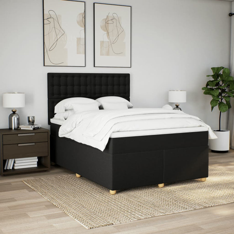 Boxspring met matras stof zwart 160x200 cm