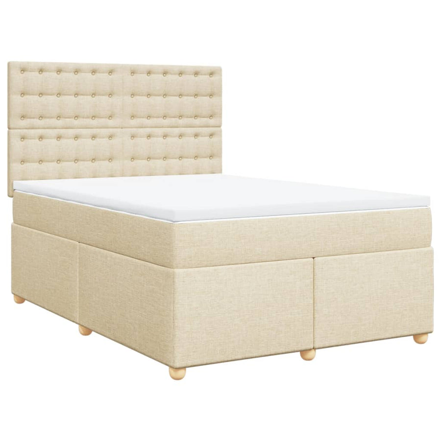 Boxspring met matras stof crèmekleurig 160x200 cm