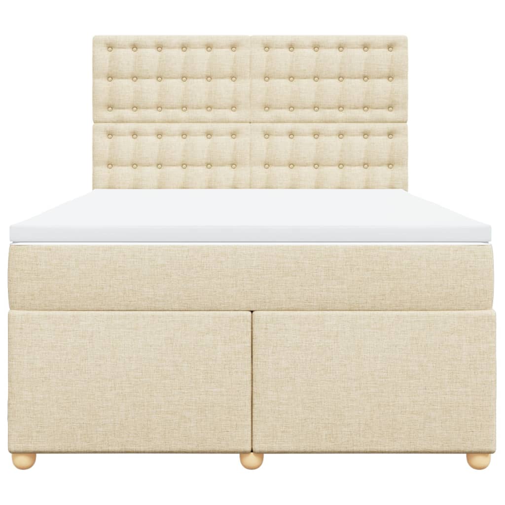 Boxspring met matras stof crèmekleurig 160x200 cm
