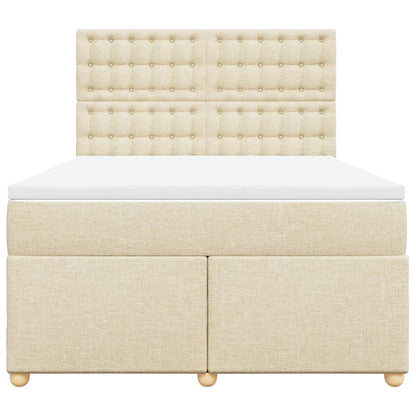 Boxspring met matras stof crèmekleurig 160x200 cm