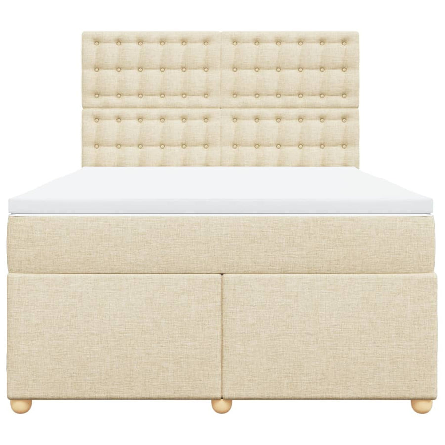 Boxspring met matras stof crèmekleurig 160x200 cm