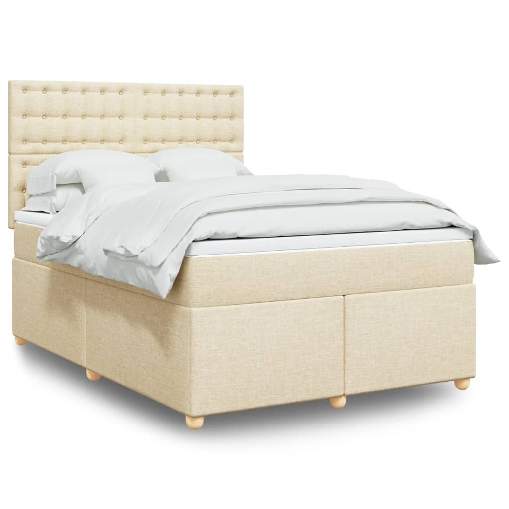 Boxspring met matras stof crèmekleurig 160x200 cm