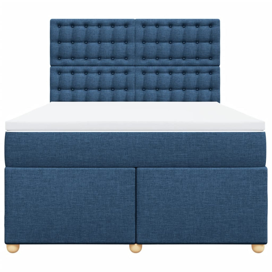 Boxspring met matras stof blauw 160x200 cm
