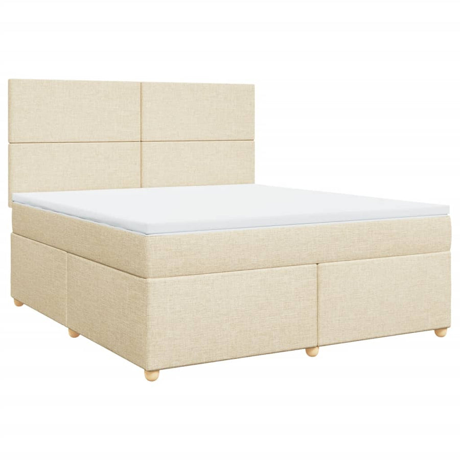 Boxspring met matras stof crèmekleurig 180x200 cm