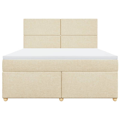 Boxspring met matras stof crèmekleurig 180x200 cm