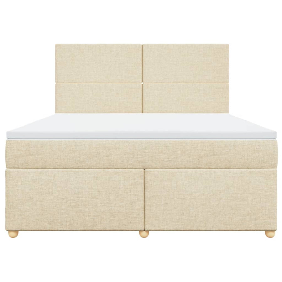 Boxspring met matras stof crèmekleurig 180x200 cm