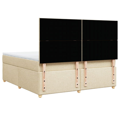 Boxspring met matras stof crèmekleurig 180x200 cm