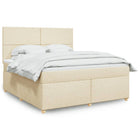 Fabric cream-colored box spring with mattress 180x200 cm