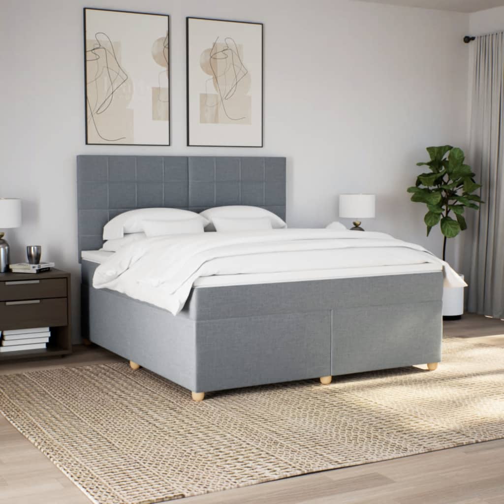 Boxspring met matras stof lichtgrijs 180x200 cm