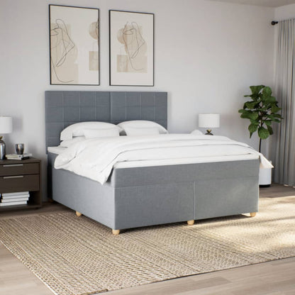 Boxspring met matras stof lichtgrijs 180x200 cm