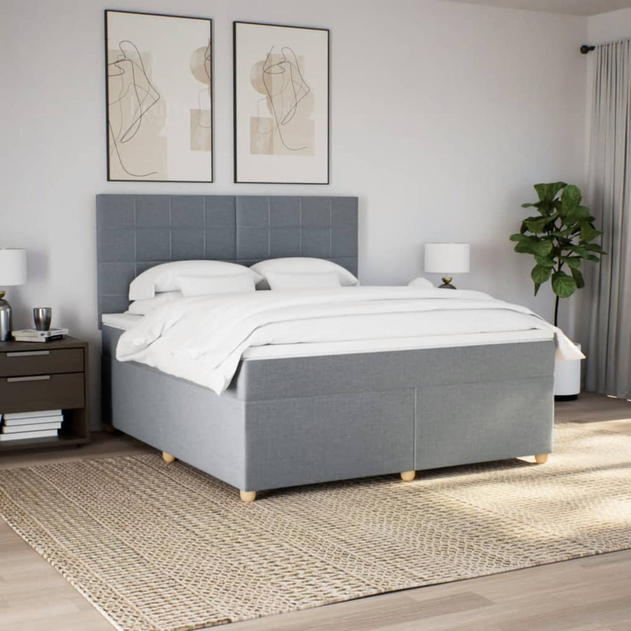 Boxspring met matras stof lichtgrijs 180x200 cm
