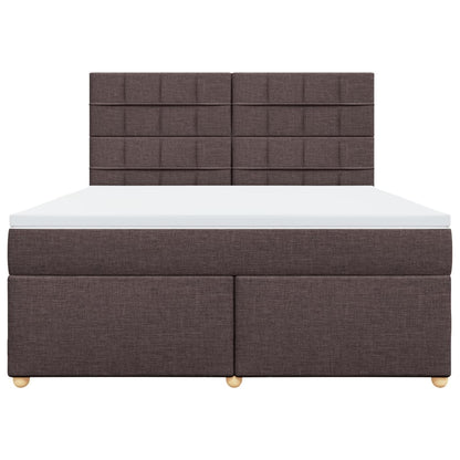 Boxspring met matras stof donkerbruin 180x200 cm
