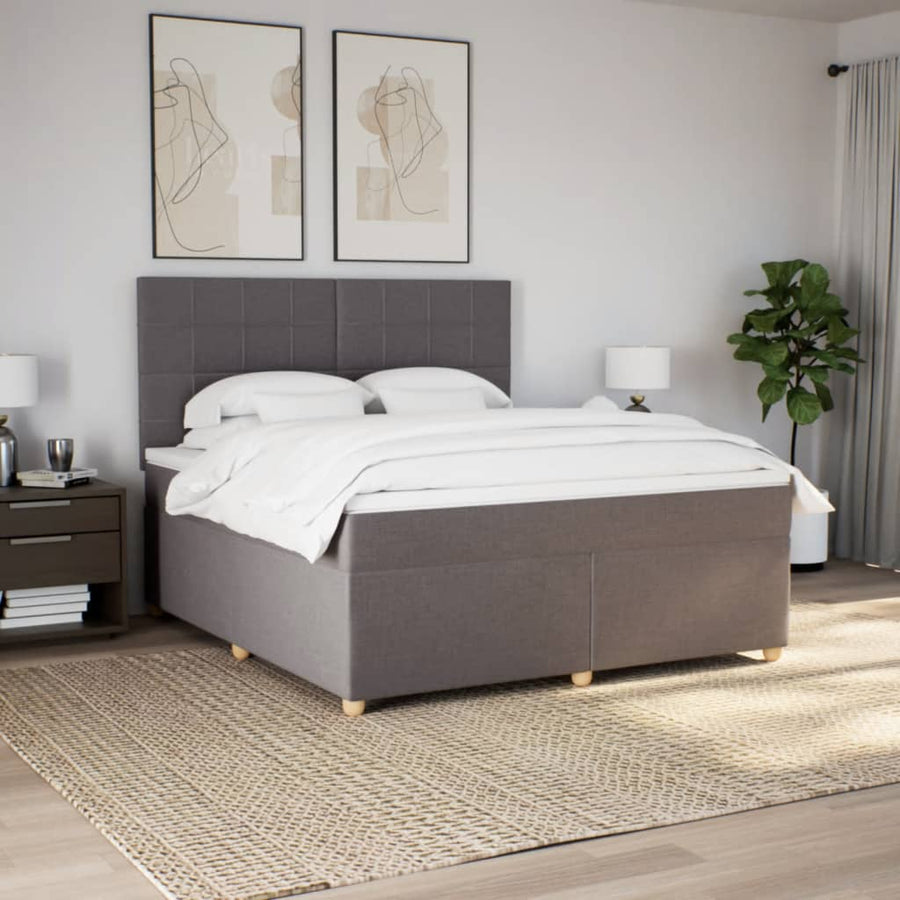 Boxspring met matras stof taupe 180x200 cm