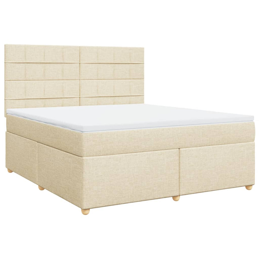 Boxspring met matras stof crèmekleurig 180x200 cm
