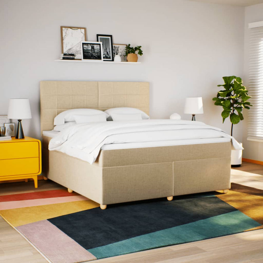 Boxspring met matras stof crèmekleurig 180x200 cm
