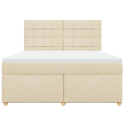 Boxspring met matras stof crèmekleurig 180x200 cm