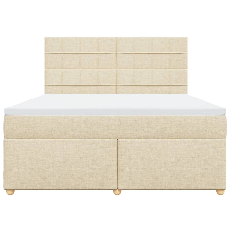 Boxspring met matras stof crèmekleurig 180x200 cm