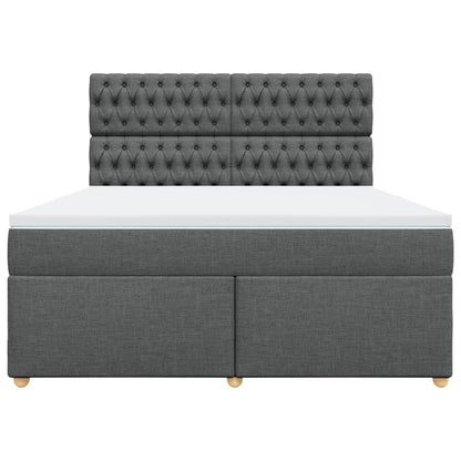 Boxspring met matras stof donkergrijs 180x200 cm
