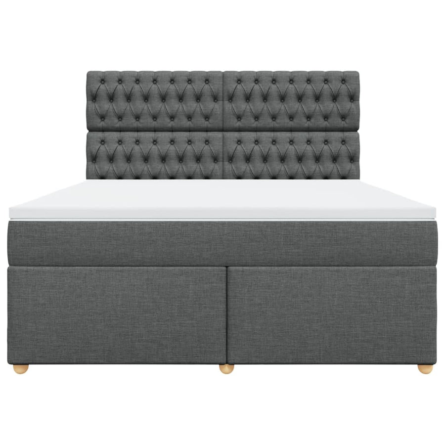 Boxspring met matras stof donkergrijs 180x200 cm