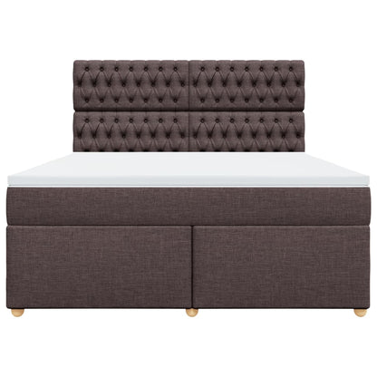 Boxspring met matras stof donkerbruin 180x200 cm
