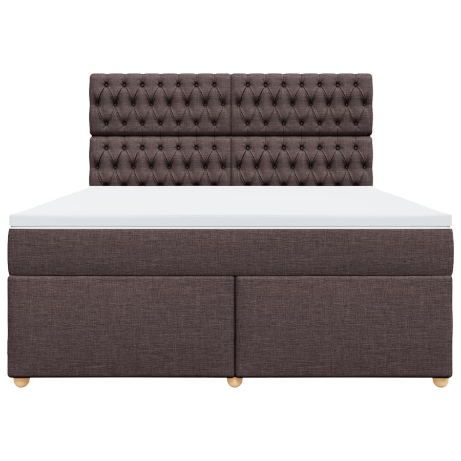 Boxspring met matras stof donkerbruin 180x200 cm