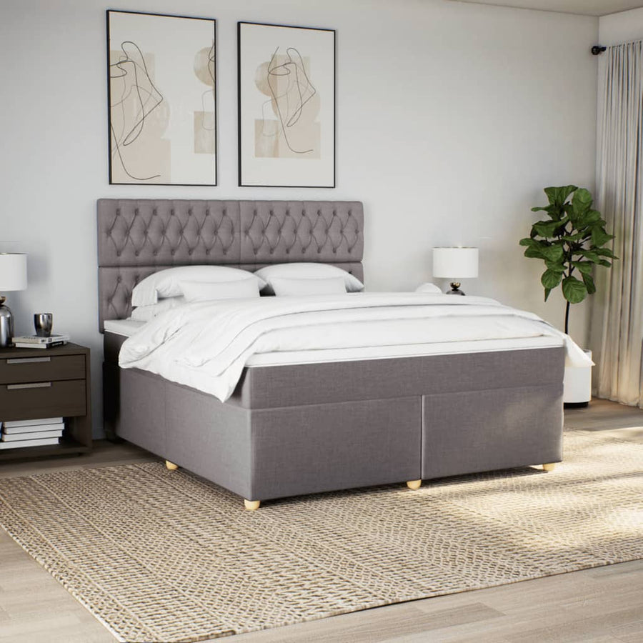 Boxspring met matras stof taupe 180x200 cm