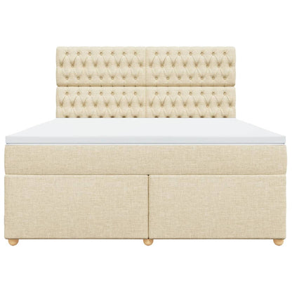 Boxspring met matras stof crèmekleurig 180x200 cm