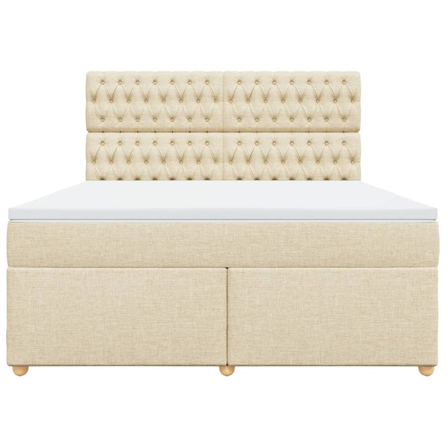 Boxspring met matras stof crèmekleurig 180x200 cm