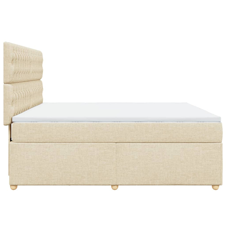 Boxspring met matras stof crèmekleurig 180x200 cm