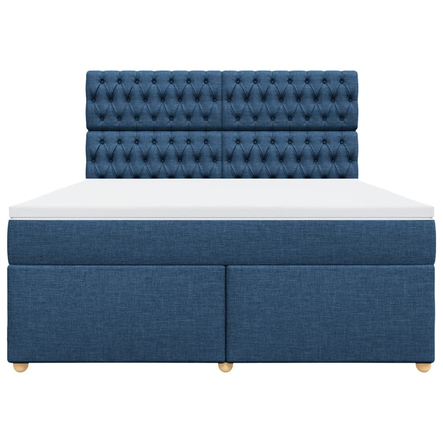 Boxspring met matras stof blauw 180x200 cm